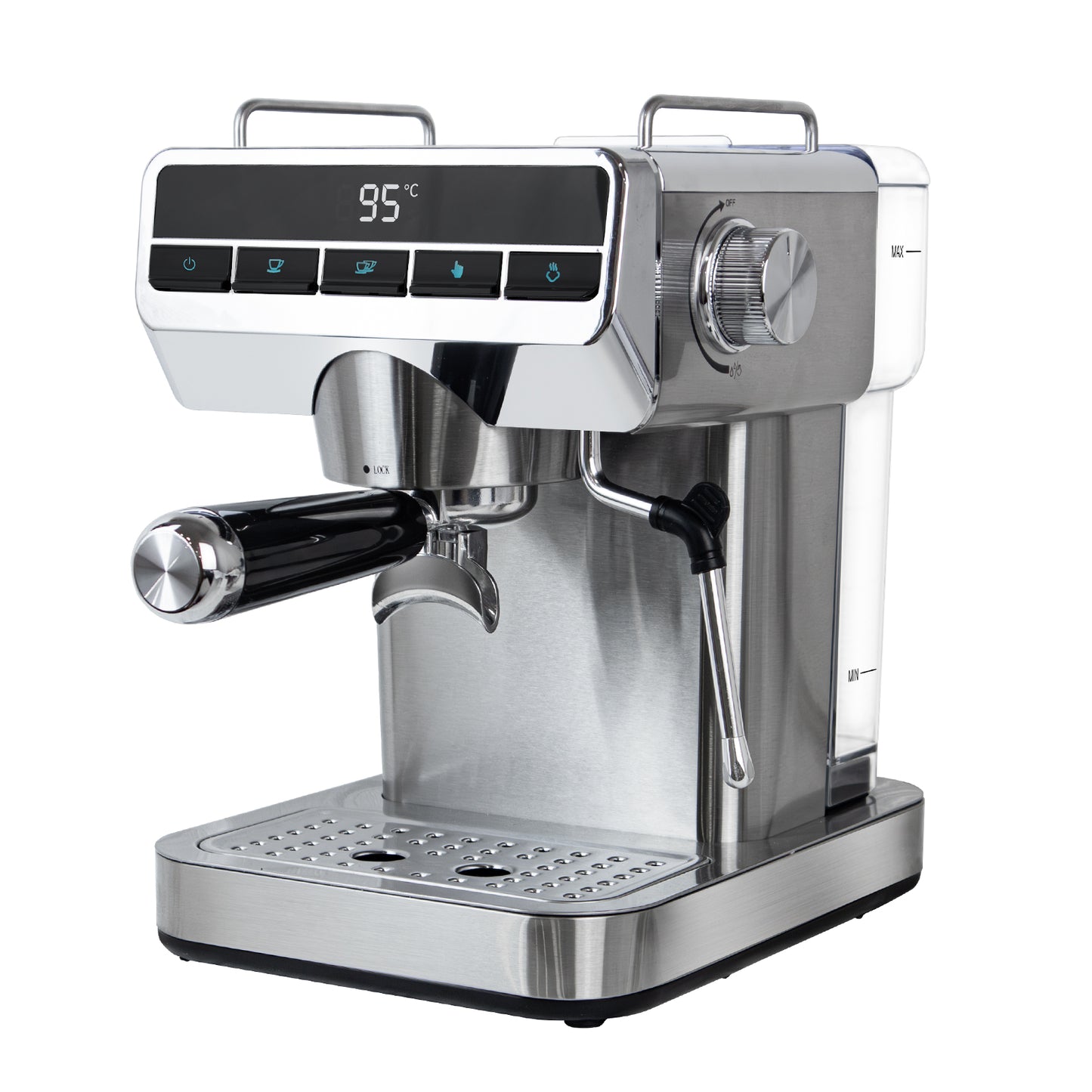 Espresso Machine with Temperature Display Customized Americano, Latte & cappuccino machines for home, office, 20 Bar Stainless Steel Cafetera Espresso with Steam Milk Frother
